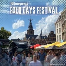 Featured Image for Nijmegen's Four Days festival, with a photo of the crowds in the Grote Markt.