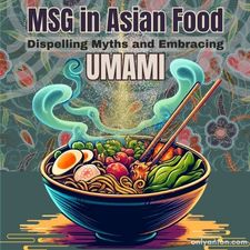 Digital illustration for MSG in Asian Food, using graphic elements, textures, text, and part of an AI-image generated by DALL-E.