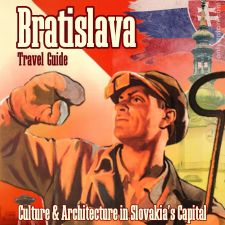 Digital illustration for the Bratislava Travel Guide, using graphic elements, textures, text, and stock images.