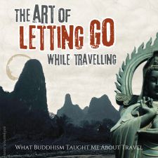 Digital illustration for “The Art of Letting Go While Travelling,” using graphic elements, textures, text, and the author’s photo of the Li River in Guilin, China. Image taken by Anton Vander Schaaf.