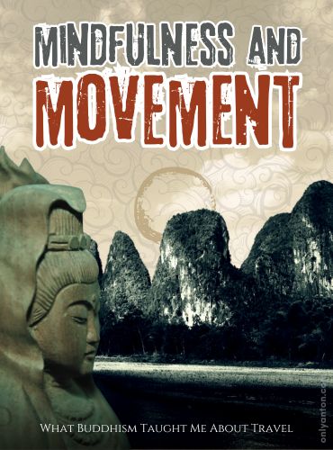 Digital illustration for “Mindfulness and Movement,” using graphic elements, textures, text, and the author’s photo of the Li River in Guilin, China. Image taken by Anton Vander Schaaf.