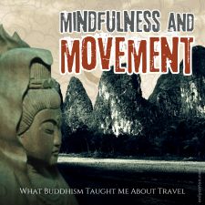 Digital illustration for “Mindfulness and Movement,” using graphic elements, textures, text, and the author’s photo of the Li River in Guilin, China. Image taken by Anton Vander Schaaf.