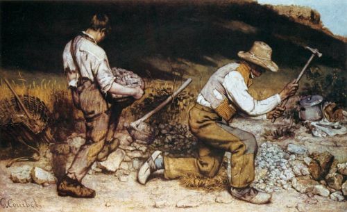 An example of Realist painting. Gustave Courbet, The Stone Breakers (Les Casseurs de pierres), 1849. Oil on canvas. Gemäldegalerie Alte Meister, Dresden.