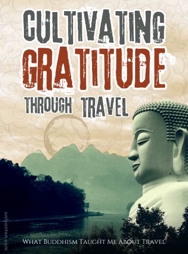 Digital illustration for “Cultivating Gratitude Through Travel,” using graphic elements, textures, text, and the author’s photo of the Li River in Guilin, China. Image taken by Anton Vander Schaaf.