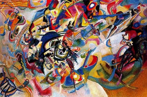 Early abstract painting. Wassily Kandinsky, Composition VII, 1913. Oil on canvas. Tretyakov Gallery, Moscow.