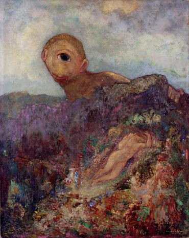 A Symbolist painting. Odilon Redon, The Cyclops, 1898–1914. Oil on cardboard on panel. Kröller-Müller Museum, Otterlo, Netherlands.