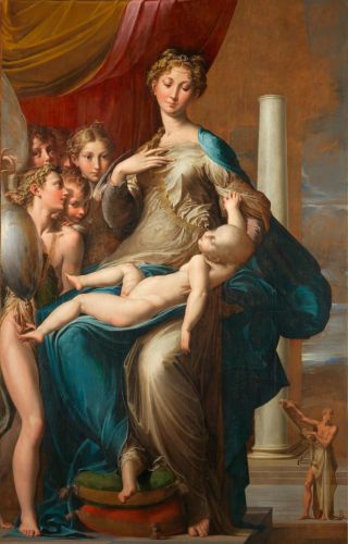 Example of a Mannerist painting. Parmigianino, Madonna with the Long Neck, 1535–1540. Oil on wood. Uffizi, Florence.