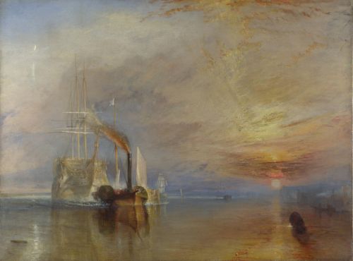 An example of English Romantic painting. J.M.W. Turner, The Fighting Temeraire, 1839. Oil on canvas. National Gallery, London.