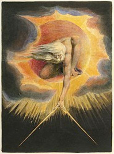 William Blake, The Ancient of Days in Europe a Prophecy (Copy D), 1794. Hand-coloured print. British Museum, London.