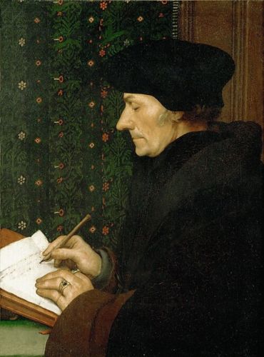 Hans Holbein, Portrait of Erasmus, 1528. Oil on panel, Louvre Museum, Paris.