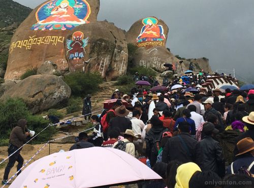 Photo of the Thangka Pilgrimage during Shoton Festival in Lhasa, Tibet. Photo taken by Anton Vander Schaaf.